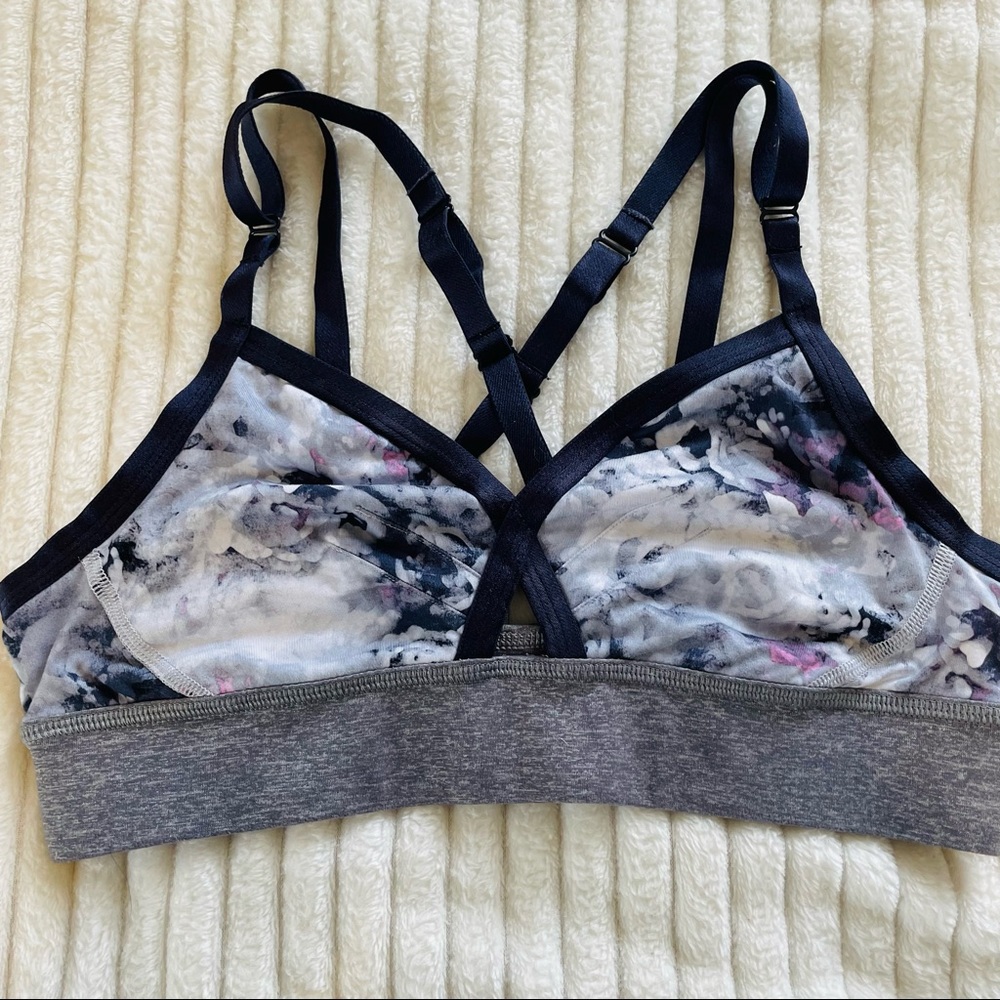 Lululemon If You're Lucky Bra - Moody Mirage White Deep Navy / Heathered Slate
